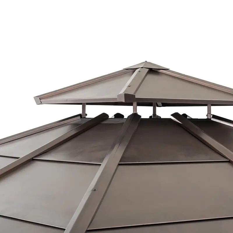 10 ft x 10 ft Cedar Gazebo with Dual-Tier Steel Hip Roof – Hardtop Outdoor Pavilion - Image 3
