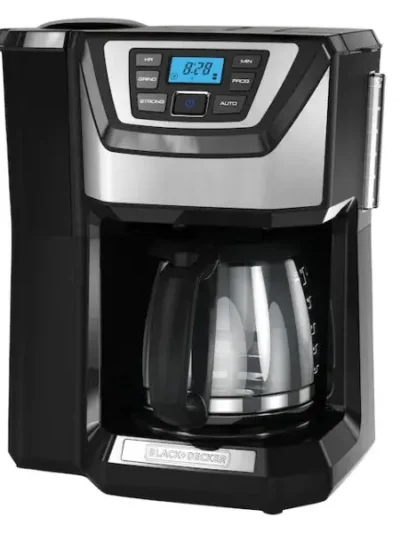 12-Cup Residential Drip Coffee Maker – Sleek Black & Stainless Steel Kitchen Appliance