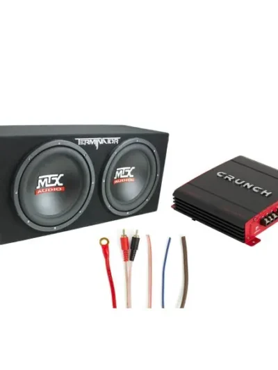 12-Inch Subwoofer Enclosure Kit – Includes 2-Channel Amplifier and Complete Wiring Bundle
