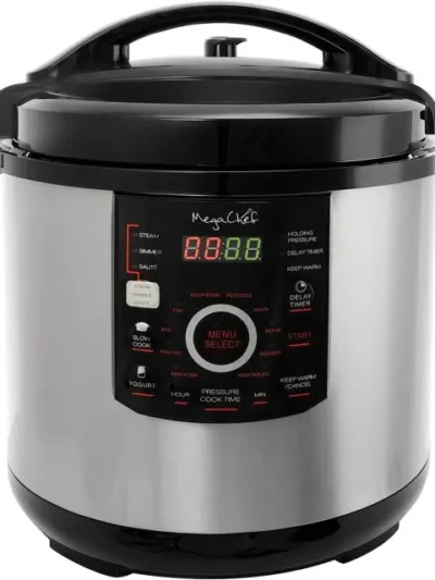 12-Quart Digital Pressure Cooker – 15-Preset Smart Cooker with Glass Lid (Silver)