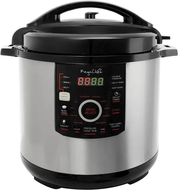 12-Quart Digital Pressure Cooker – 15-Preset Smart Cooker with Glass Lid (Silver)