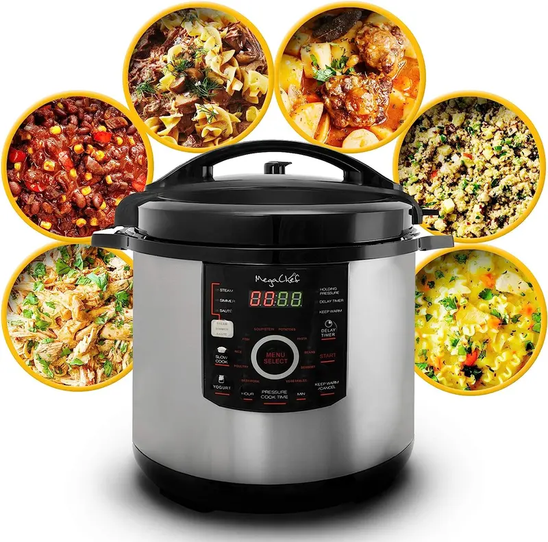 12-Quart Digital Pressure Cooker – 15-Preset Smart Cooker with Glass Lid (Silver) - Image 2
