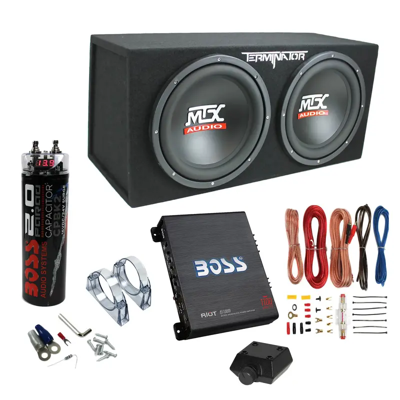 1200W Dual Car Subwoofer System with 1100W Amplifier, Capacitor, and Wiring Kit - Image 4