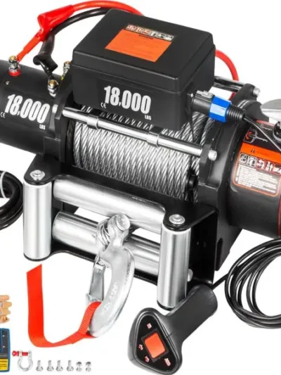 12V Electric Winch with Steel Cable – Off-Road Towing & Recovery for ATV, UTV, Truck, and Trailer
