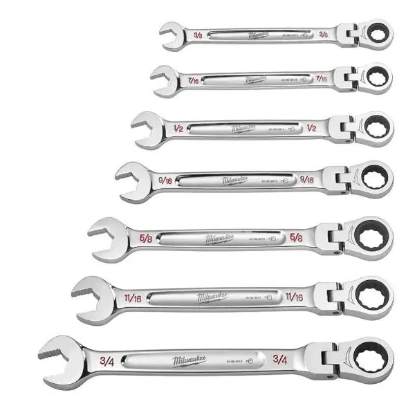 14-Piece SAE & Metric Flex-Head Ratcheting Combination Wrench Set – 144-Position Adjustable Tool Kit - Image 2