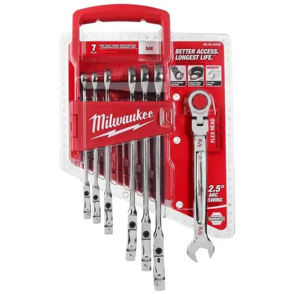 14-Piece SAE & Metric Flex-Head Ratcheting Combination Wrench Set – 144-Position Adjustable Tool Kit - Image 3