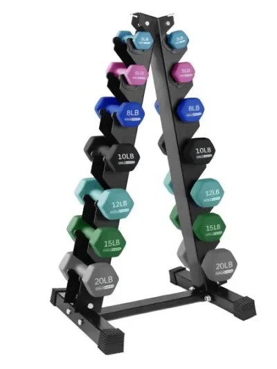 146-Pound Neoprene Dumbbell Set with Adjustable Weights and Sturdy Storage Rack