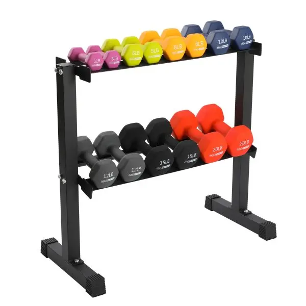 146-Pound Neoprene Dumbbell Set with Heavy-Duty Storage Rack