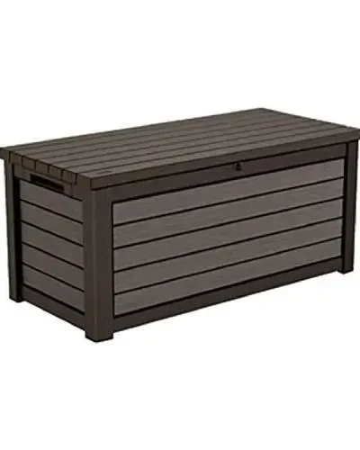 165-Gallon Weatherproof Resin Deck Storage Box – Brown Outdoor Patio Container