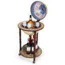 17-Inch Vintage-Style Wood Globe Wine Bar Stand with Italian Renaissance-Inspired Bottle Rack