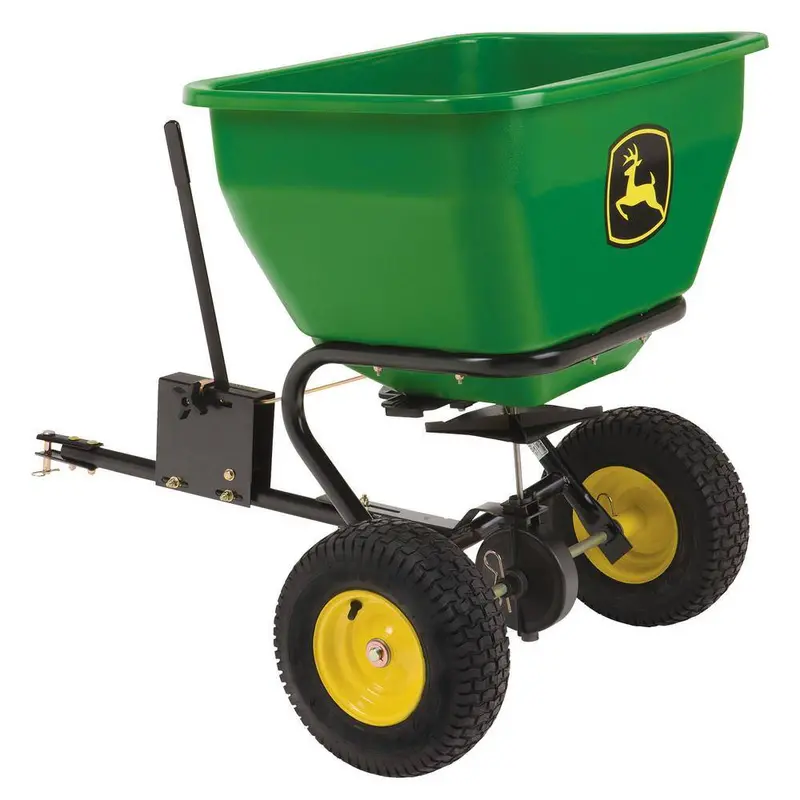 175-Lb Tow-Behind Broadcast Spreader – Rustproof Poly Hopper with Universal Hitch Compatibility