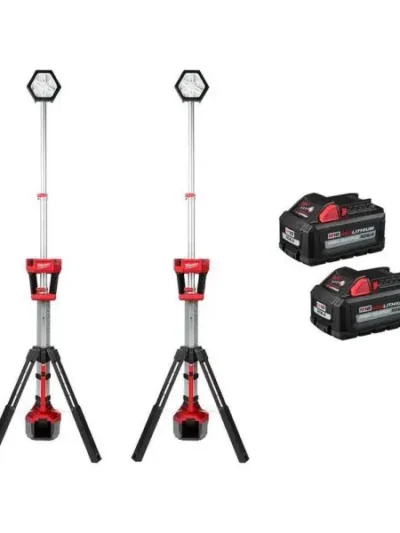 18V Cordless Rocket Dual-Tower LED Light System – Includes Two 6.0Ah High-Output Batteries