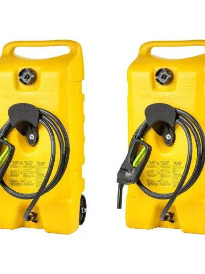 2-Pack 14-Gallon Diesel Fuel Tank Container with Pump – Portable Yellow Fuel Storage System