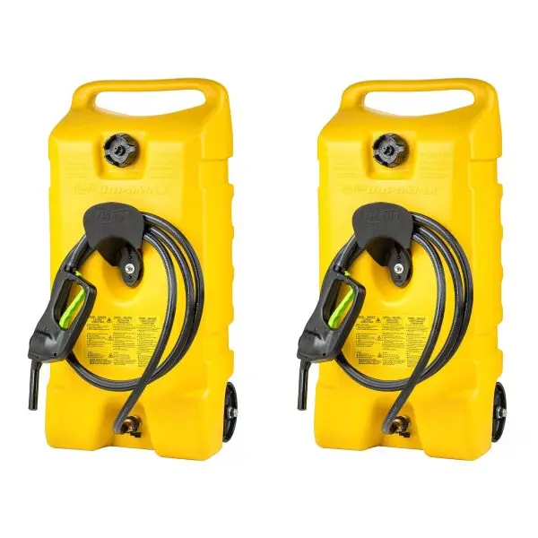 2-Pack 14-Gallon Diesel Fuel Tank Container with Pump – Portable Yellow Fuel Storage System
