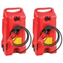 2-Pack Portable 14-Gallon Gas Fuel Tanks – Red, Integrated Pump System