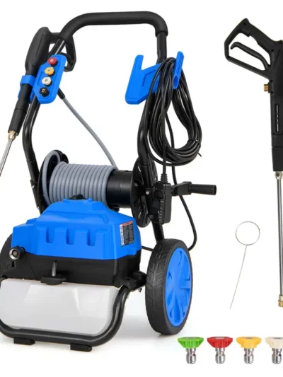 2300 PSI Wheeled Electric Pressure Washer with 5-Position Nozzle System and Enhanced Mobility