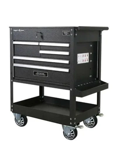 32.75-Inch 5-Drawer Black Tool Utility Cart – Mobile Organization for Garage or Workshop