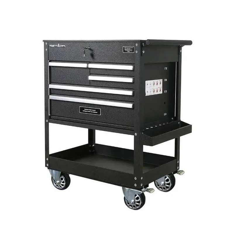 32.75-Inch 5-Drawer Black Tool Utility Cart – Mobile Organization for Garage or Workshop