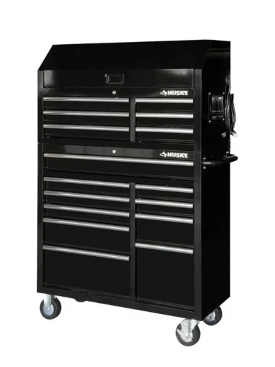 41-Inch 16-Drawer Gloss-Black Tool Chest and Cabinet Combo