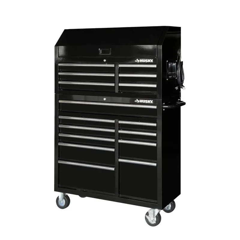 41-Inch 16-Drawer Gloss-Black Tool Chest and Cabinet Combo