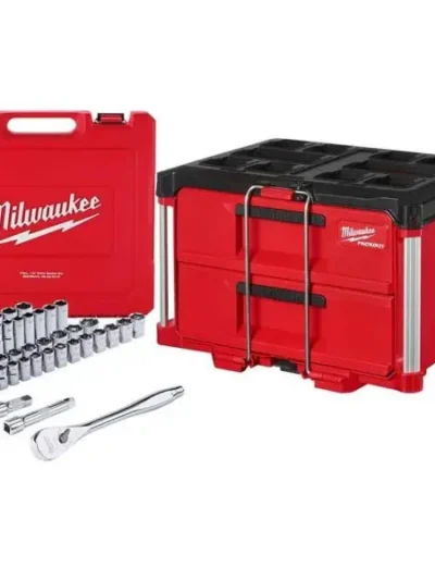 47-Piece 1/2-Inch Drive SAE/Metric Mechanics Tool Set with 2-Drawer Organizer