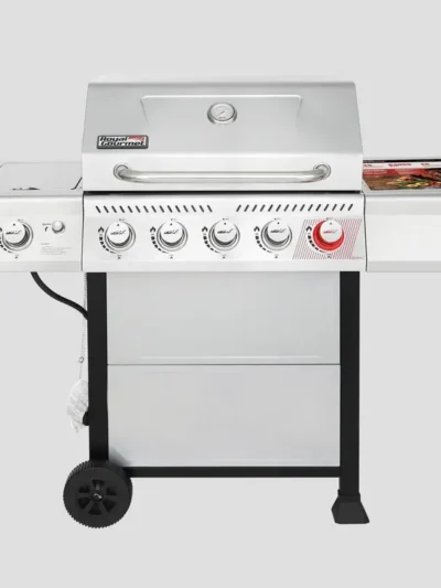 5-Burner Gas Grill with Integrated Side Burner — Outdoor Cooking Station