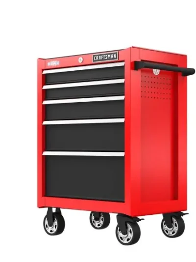 5-Drawer Red Rolling Tool Cabinet — 26-Inch Wide Durable Mobile Storage for Mechanics
