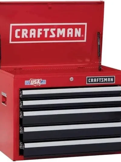 5-Drawer Red Steel Tool Chest – 19.75-Inch Height, Compact Workshop Storage