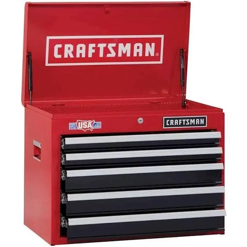 5-Drawer Red Steel Tool Chest – 19.75-Inch Height, Compact Workshop Storage