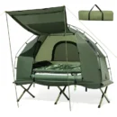 5-in-1 Elevated Camping Cot System: Air Mattress, Pillow, Sleeping Bag & Waterproof Tent Shelter