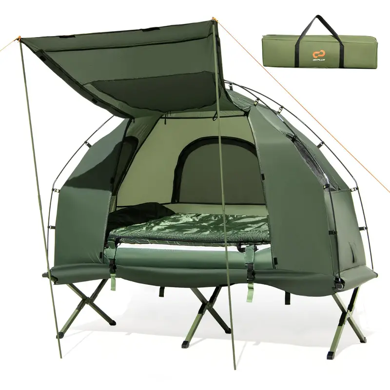 5-in-1 Elevated Camping Cot System: Air Mattress, Pillow, Sleeping Bag & Waterproof Tent Shelter - Image 2