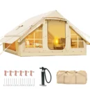 6-Person Inflatable Camping Tent – 10′ x 7′, 4-Season Waterproof Glamping Tent with Mesh Windows & Doors