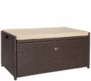60-Gallon Rattan-Style Outdoor Storage Bench – Waterproof Deck Box with Cushioned Seat