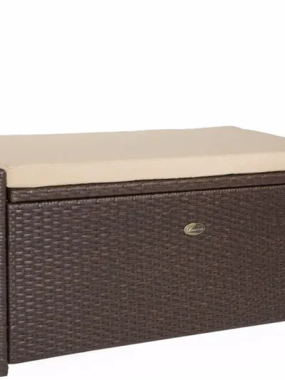 60-Gallon Rattan-Style Outdoor Storage Bench – Waterproof Deck Box with Cushioned Seat
