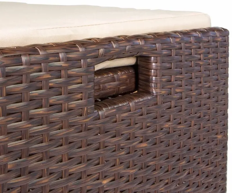 60-Gallon Rattan-Style Outdoor Storage Bench – Waterproof Deck Box with Cushioned Seat - Image 3