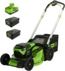 60V Self-Propelled Cordless Lawn Mower – 21-Inch Deck with Dual 4.0Ah Batteries & Rapid Charger