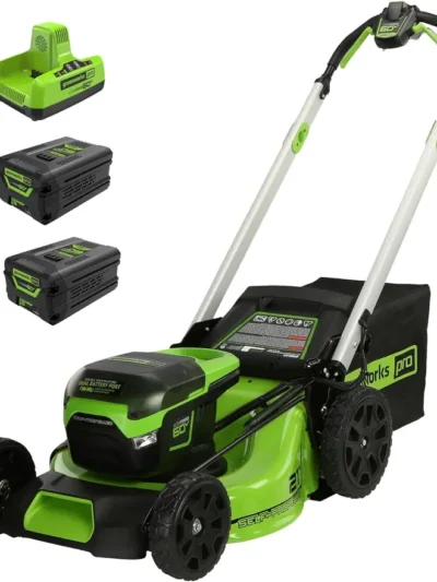 60V Self-Propelled Cordless Lawn Mower – 21-Inch Deck with Dual 4.0Ah Batteries & Rapid Charger