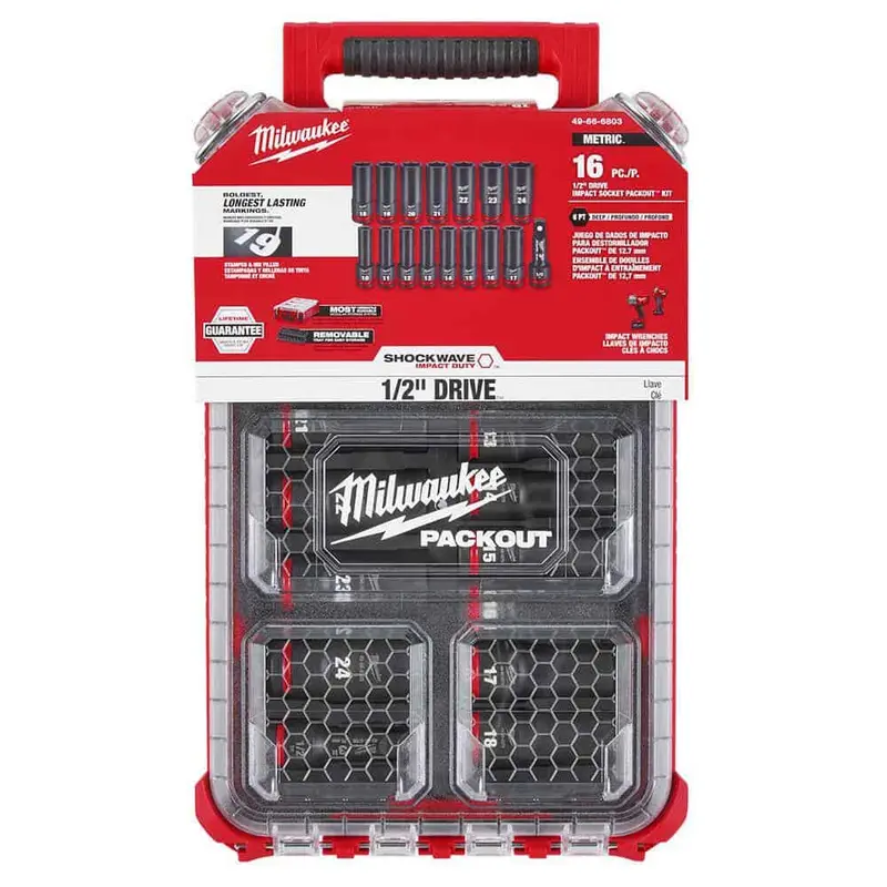 63-Piece PACKOUT-Compatible 1/2-Inch Drive Deep-Well Metric Impact Socket Kit - Image 3