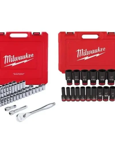 65-Piece 1/2-Inch Drive Mechanics Set: Ratchet, Sockets, and SHOCKWAVE Impact Sockets