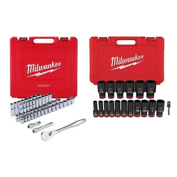 65-Piece 1/2-Inch Drive Mechanics Set: Ratchet, Sockets, and SHOCKWAVE Impact Sockets