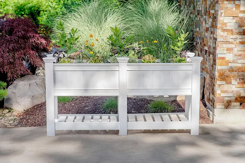 68.5-Inch Vinyl Raised Planter Box – Expandable Design with Optional Extension Kit - Image 2