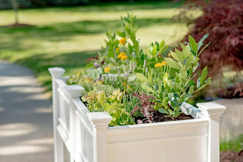 68.5-Inch Vinyl Raised Planter Box – Expandable Design with Optional Extension Kit - Image 3