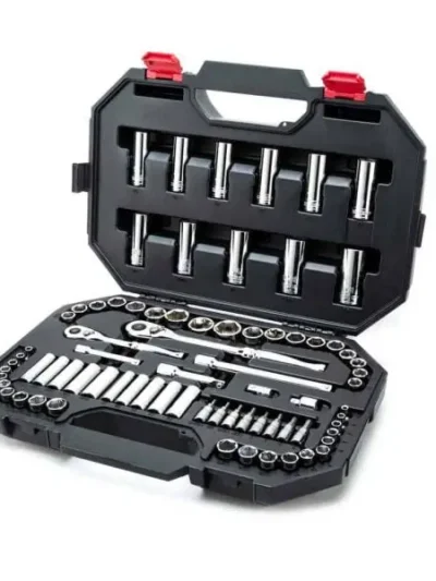 75-Piece Mechanics Tool Set – Dual-Drive (1/4″ & 3/8″) Ratcheting Socket and Bit Kit