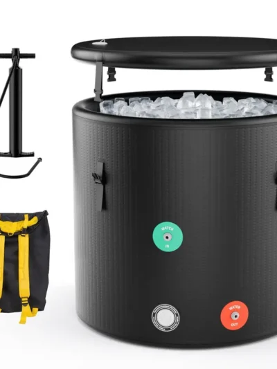79-Gallon Inflatable Athlete Recovery Tub with Multi-Layer Construction, Lid, and Air Pump Included