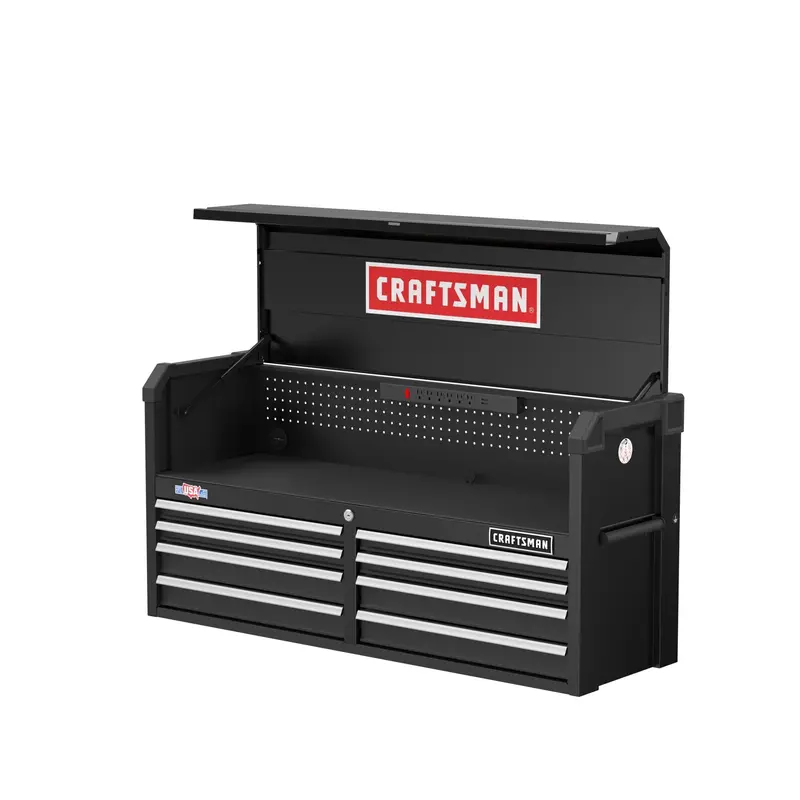8-Drawer Black Steel Tool Chest — 51.5-Inch Wide Heavy-Duty Storage Solution - Image 2