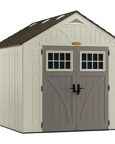 8 ft x 10 ft Metal-and-Resin Storage Shed in Vanilla Finish
