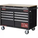9-Drawer Gloss Black Mobile Tool Chest – 46″W × 24″D Deep Workbench with Casters