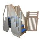 Above-Ground Plastics Pool System – Warm Gray with Blue Steps and Secure Closure Lid