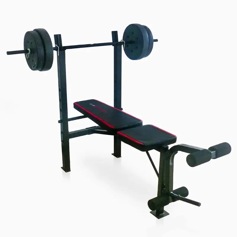 Adjustable Weight Bench with Power Rack, Leg Extension, and 90 lb. Capacity