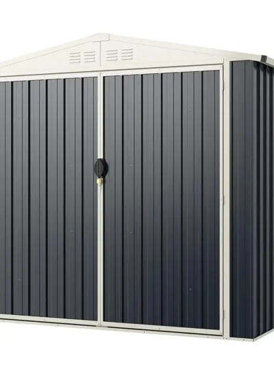 All-Weather Metal Outdoor Storage Shed – Snap-Together Color-Coated Steel Utility House